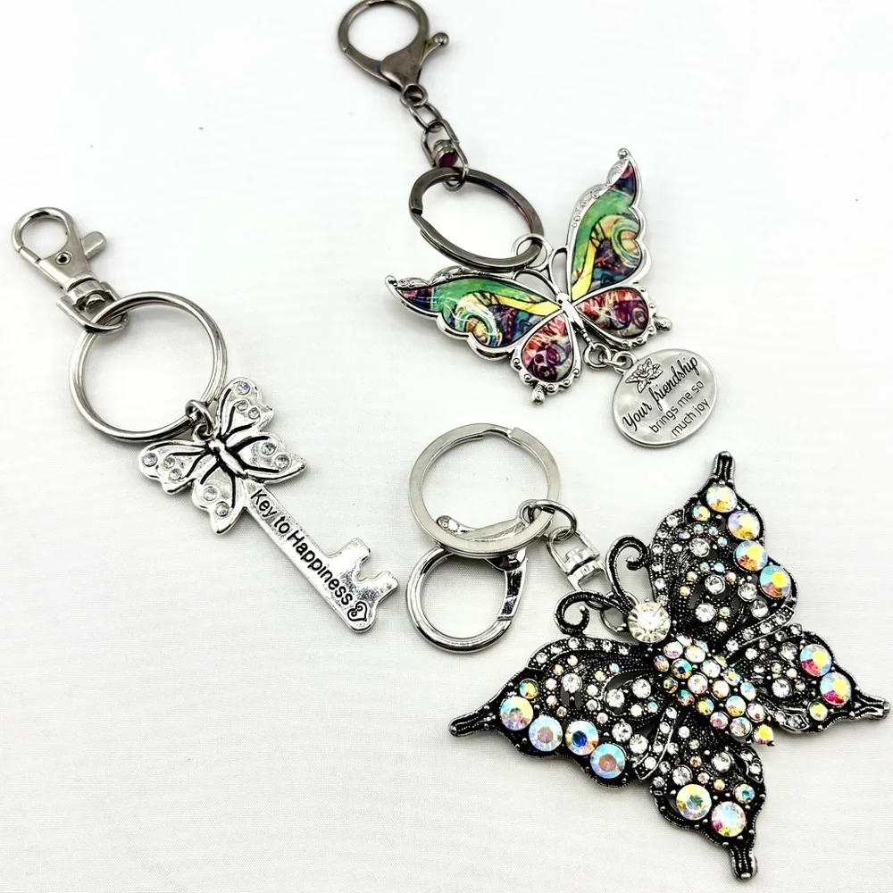 Butterfly Keychain & Purse Charm Bundle - Lot of 3